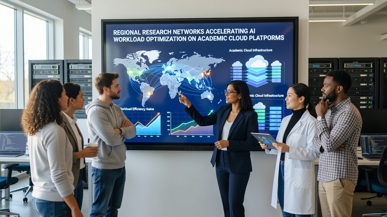 AI workload optimization dashboard used by academic institutions on regional cloud networks